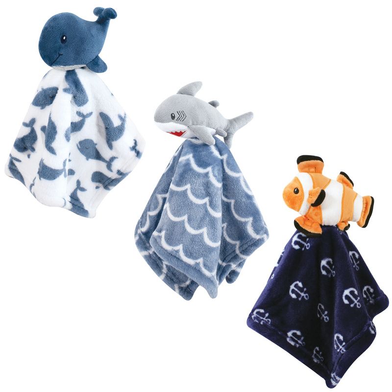 Hudson Baby Infant Boy Animal Face Security Blanket, 3-pack, One Size, 1 of 7