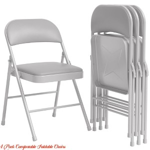 Office 2 Pack/4 Pack Outdoor Folding Chairs, Portable Stackable Foldable Chairs w/ Padded Cushion & Back, Commercial Seat w/ Metal Frame - 1 of 4
