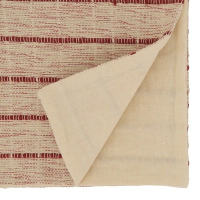 Red and Natural Cotton Striped Table Runner