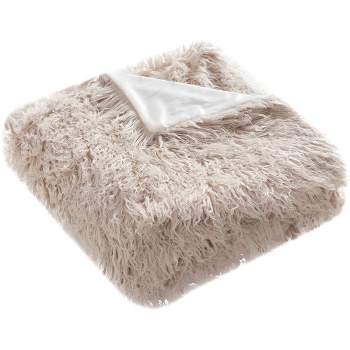 Faux Sheepskin Throw Blanket - Taupe - 50" x 60" - Safavieh .