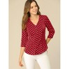 INSPIRE CHIC Women's Polka Dots 3/4 Sleeve Casual Button Front Shirt - 4 of 4
