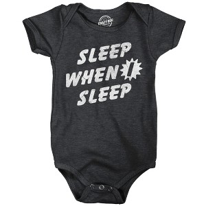 Sleep When I Sleep Baby Bodysuit Funny Sarcastic Graphic Novelty Jumper For Infants - Crazy Dog Baby Bodysuit Black 6 Months - 1 of 4