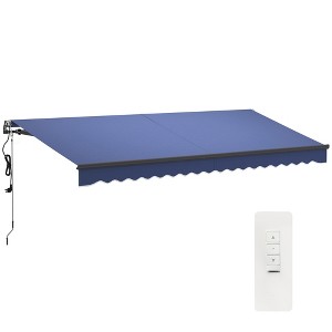 Outsunny 15' x 10' Electric Retractable Awning with Remote Controller, Aluminum Frame, UV30+ Protection - 1 of 4