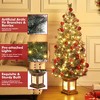 4.5ft Snow Flocked Pre-Lit Christmas Tree with 108 Lights, Timer and Potted Base, Easy Setup - 4 of 4