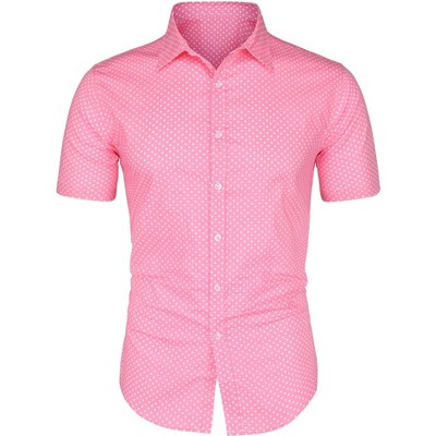 mens pink short sleeve dress shirt