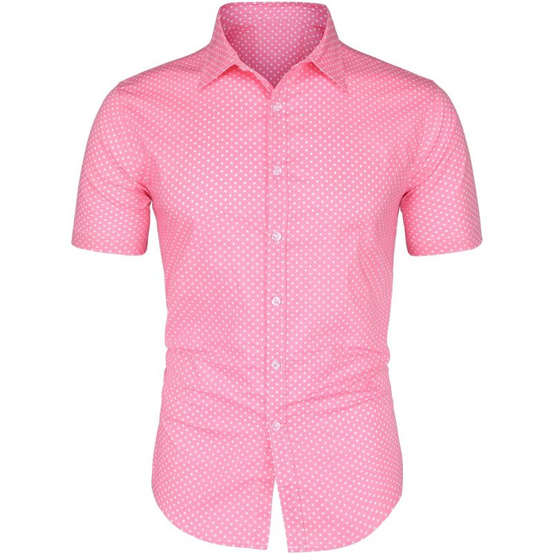 Lars Amadeus Men's Short Sleeves Polka Dots Button Down Dress Shirt, 1 of 8