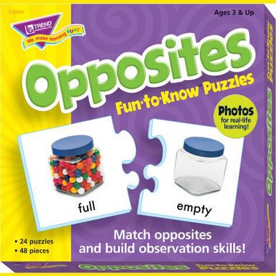 Trend Enterprises Opposites 2-Piece Puzzles, Assorted Themes, set of 24