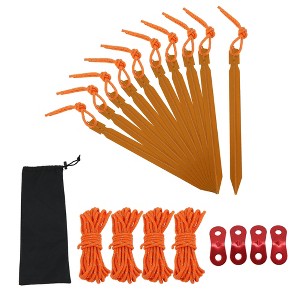 Unique Bargains Reusable 10xNails 1xBag 4xRopes 4xDouble Eye Rivets Tent Pegs 1 Set - 1 of 4