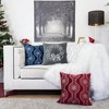 TopComfy Support Pillow Gray Velvet Holiday Throw Pillow with Snowflake Wreath Embroidery for Winter Decor, Gray, 17"*17"*10" - 3 of 4
