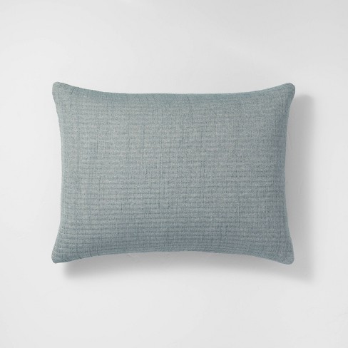 King Reversible Textured Cotton Chambray Coverlet Sham Dark Teal Blue ...