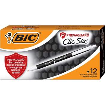 BIC PrevaGuard Clic Stic Retractable Ballpoint Pen Medium Point Black Ink 12/Pack (BICCSA11BK)