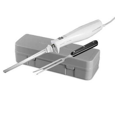 Hastings Home Electric Comfort-grip Carving Knife Set With Two Blades And  Wooden Storage Block : Target