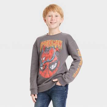 Boys' Marvel Spider-Man Crewneck Fleece Sweatshirt - Dark Gray