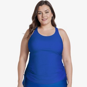 Calypsa Women's Plus Size Maya Tankini Swim Top With Built-in Bra - 1 of 4