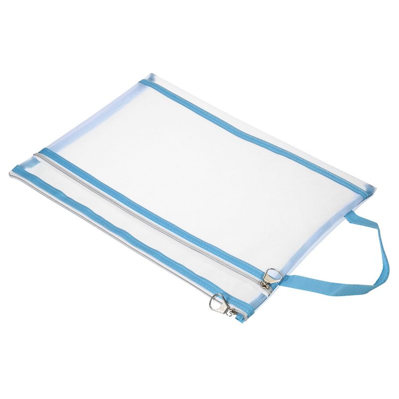 Unique Bargains Nylon Document Zip Pouch with Handle Mesh Clear Files Bag for Office Business, 1 of 6