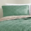 Home Mart Goods 3 Piece Green Reversible Quilt Coverlet Bedspread Bedding Set - 3 of 4