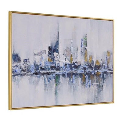 Carolina Living Cityscape Abstract Wall Art - Gold Frame - Large