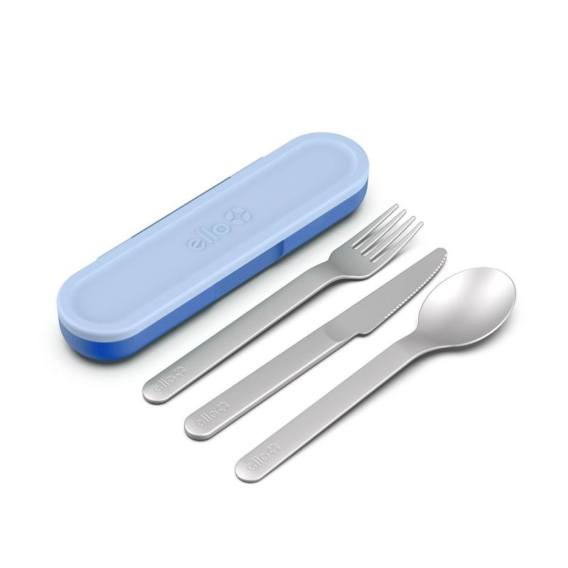 Ello On The Go Cutlery Set Silver/Blue, 2 of 4