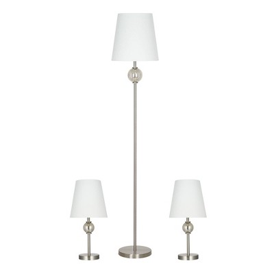 58" 3pc Table and Floor Lamp Set (Includes LED Light Bulb) Silver - Cresswell Lighting