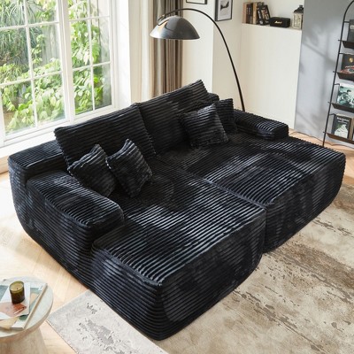 XIZZI 2 Pieces Lounge Chair, 81" Upholstered Boneless Cloud Stupendous Oversized Double Chaise Lounges Couch Indoor, Luxury Sofa Bed Deep Seat