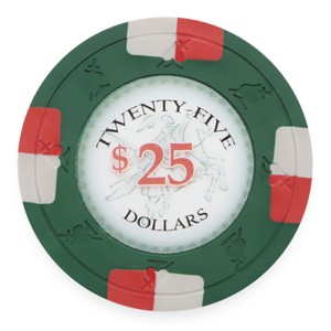 Slickblue Poker Knights 13.5g Clay Composite Poker Chips 25-Pack, Classic Vegas Style, Two-Tone Edge Spots, $25-$1,000 - 1 of 3