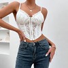 Women's Camisole Lace Bodysuit Sheer Mesh Shapewear Skinny Top - 2 of 4