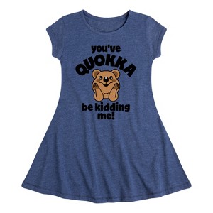 Girls' - Instant Message - Youve Quokka Be Kidding Me Fit & Flair Cap Sleeve Graphic Dress - 1 of 4