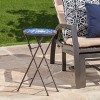 Vynxaria Patio End Tables - Outdoor Folding Accent Table with Glass Top, White and Blue - 4 of 4