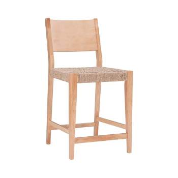 Set of 2 Clara Handwoven Seagrass Seat Counter Height Barstools Natural - Powell Company