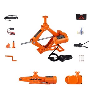VEVOR Electric Car Jack, 3 Tons /6600 lbs Scissor Jack, 12V Electric Automatic Jack with Double Saddles and Remote Control, Orange - 1 of 4