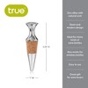True Monarch Bottle Stopper, Modern Wine Stoppers with Natural Cork for wine bottles, wine preserver, Zinc Alloy with a Chrome Finish, set of 1 - 3 of 4