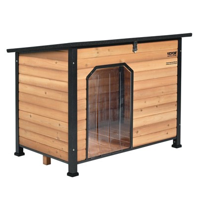Munora Waterproof Insulated Outdoor Dog House - 43.3"x29.4"x33.4" Elevated Wood Frame Shelter for Medium/Large Dogs