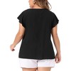 Agnes Orinda Women's Plus Size Ruffle Sleeve Eyelet Tie Neck Peasant Elegant Blouses - 4 of 4
