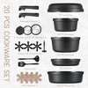 Aoibox 20-Piece Nonstick Cookware Set with Removable Handles, Dishwasher Safe, Induction Compatible, Black - Includes Pots, Pans, Lids & Accessories - 2 of 4