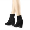 Allegra K Women's Round Toe Side Zip Chunky Heel Ankle Boots - 2 of 4