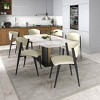 LeisureMod Upholstered Dining Chair in Leather with Black Iron Frame and Legs Aspen Series Set of 2 - 3 of 4