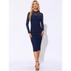 INSPIRE CHIC Women's Mesh Mock Neck Long Sleeve Ruch Elegant Cocktail Bodycon Dress - 4 of 4