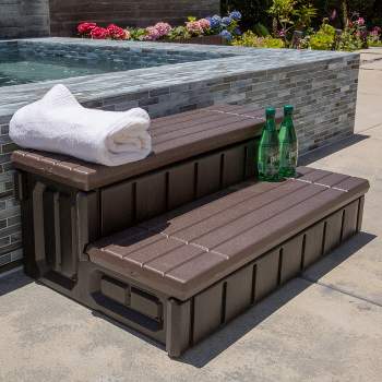 XtremepowerUS 36" Universal Resin Spa and Hot Tub Steps Hidden Storage 2 Step