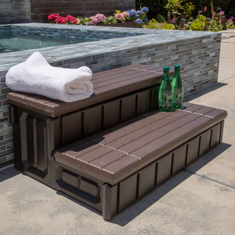 XtremepowerUS 36" Universal Resin Spa and Hot Tub Steps Hidden Storage 2 Step, 1 of 5
