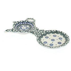 Blue Rose Polish Pottery 764 Ceramika Artystyczna Tea Bag Holder and Saucer - 1 of 1
