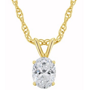 Pompeii3 1/3Ct Certified Lab Created Oval Diamond Solitaire Pendant Yellow Gold Necklace - 1 of 4
