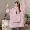 PAVILIA Faux Shearling Wearable Blanket Hoodie, Cozy Oversized Hooded Sweatshirt Adults, Warm Fleece Big Pocket - 3 of 4