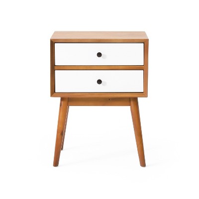 NicBex Mid-Century Modern 2-Drawer Nightstand Bedside Table with Angled Legs End Table for Bedroom, Living Room