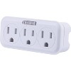 GE 3 Outlet Grounded Tap with Guide Light: UL Listed Plug Adapter, White Outlet Extender, 15A Splitter - 2 of 4