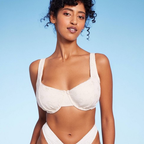 Women's Contrast Binding One Shoulder Bralette Bikini Top - Shade & Shore™  Off-White XL
