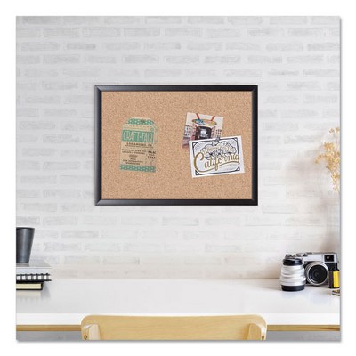 Modern Black Wood Frame Cork Bulletin Board 23 x 17