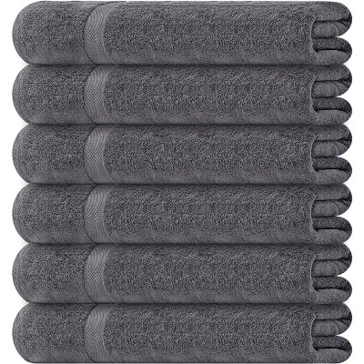 White Classic Bath Towels Set 6 Pc, 100% Cotton Bathroom Towels 6 Pack - Luxe Design