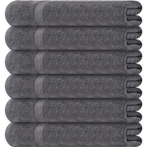 White Classic Bath Towels Set 6 Pc, 100% Cotton Bathroom Towels 6 Pack - Luxe Design - 1 of 4