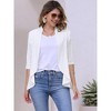 INSPIRE CHIC Women's 3/4 Sleeve Dressy Neck Ruffle Open Front Casual Eyelet Cardigans - 3 of 4