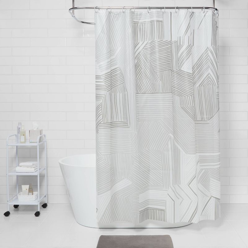 Broken Lines Shower Curtain Gray - Room Essentials&#8482;, 3 of 13
